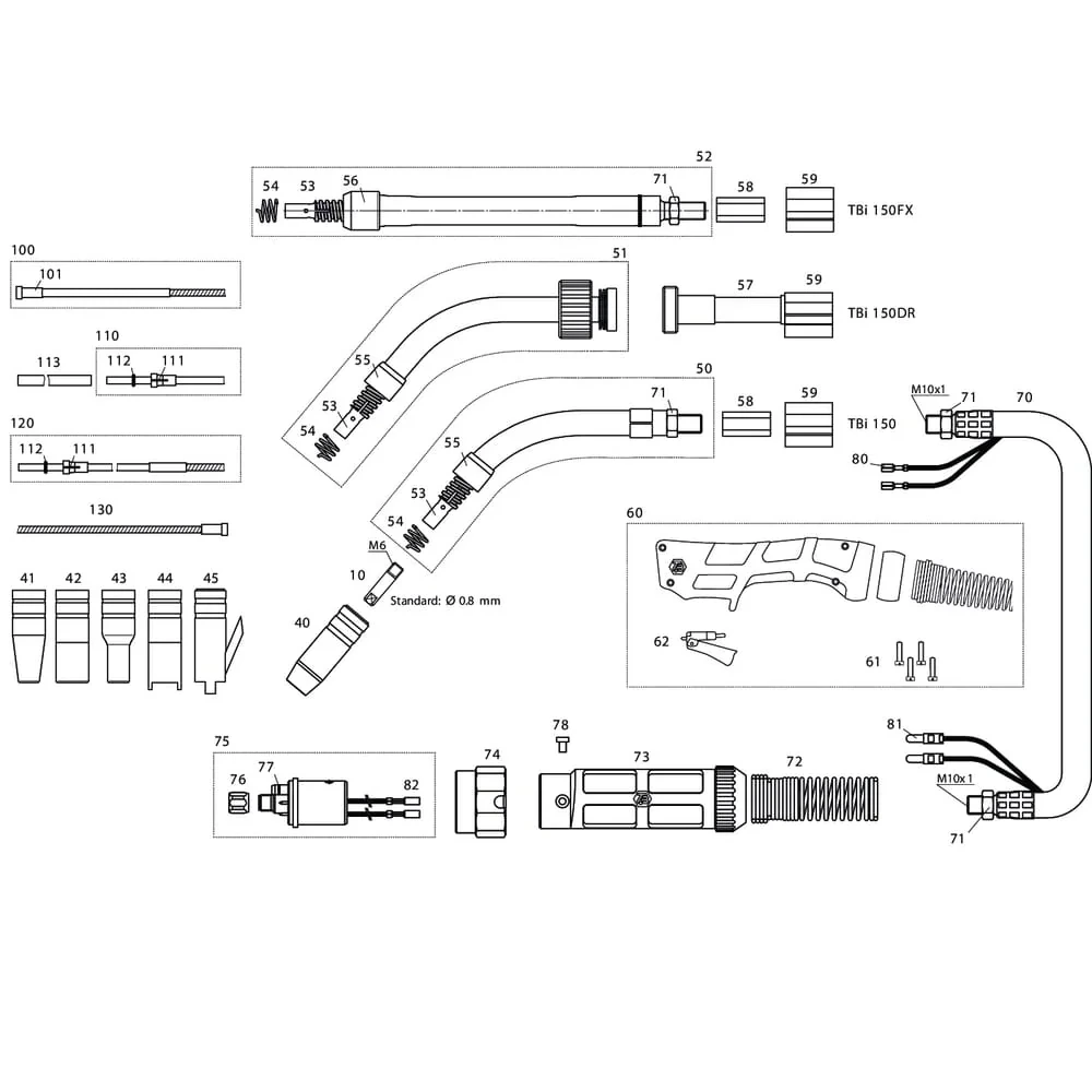TBi - 102P351040 - Schweissbrenner TBi150 Expert Mini 4m
