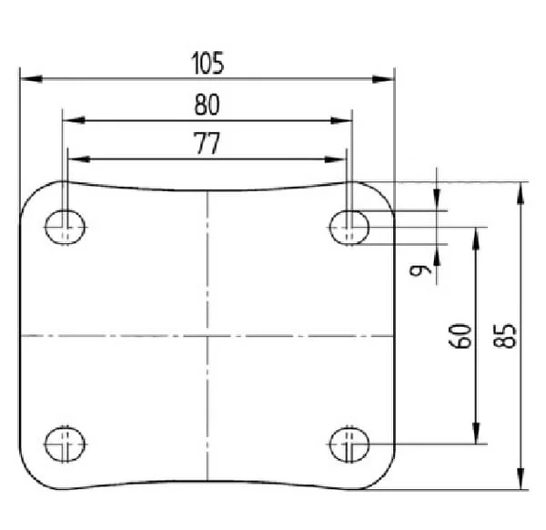 Tente - 3470DVR200P63 - Lenkrollen mit schwarzem Gummireifen