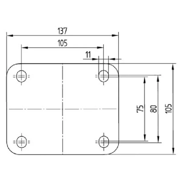 Tente - 3470PIR200P63 - Lenkrollen mit grauem Gummireifen