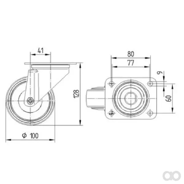 Tente - 3470UAR100P62 - Lenkrollen mit Polyurethan-Laufbelag