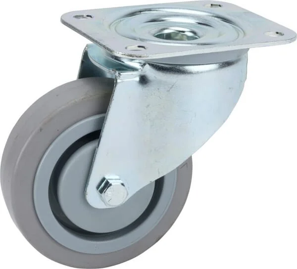Tente - 3470UFP100P62 - Lenkrolle, Gummilaufrad: Diameter 100x34mm, Plattenbefestigung: 105x85mm Belastung: 160kg, Tente