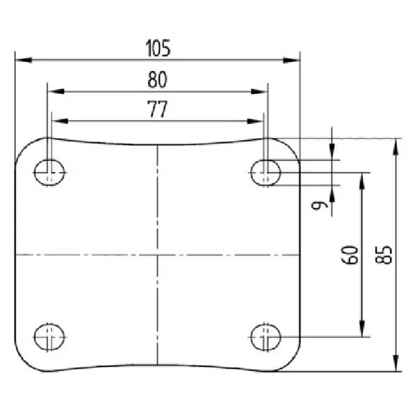Tente - 3477DVJ125P62 - Lenkrollen mit schwarzem Gummireifen