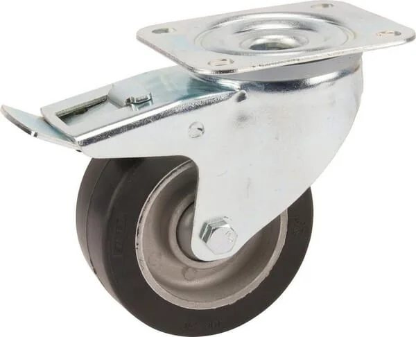 Tente - 3477IEP100P62 - Lenkrolle, Gummilaufrad: Diameter 100x40mm, Mit Bremse, Plattenbefestigung: 105x85mm Belastung: 200kg, Tente