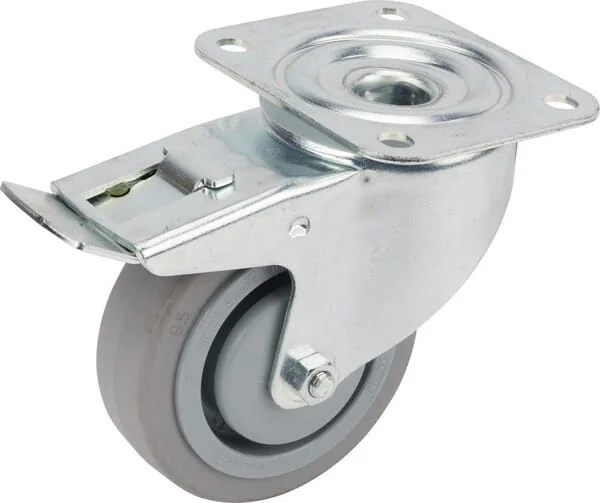 Tente - 3477UFP100P62 - Lenkrolle, Gummilaufrad: Diameter 100x34mm, Mit Bremse, Plattenbefestigung: 105x85mm Belastung: 160kg, Tente