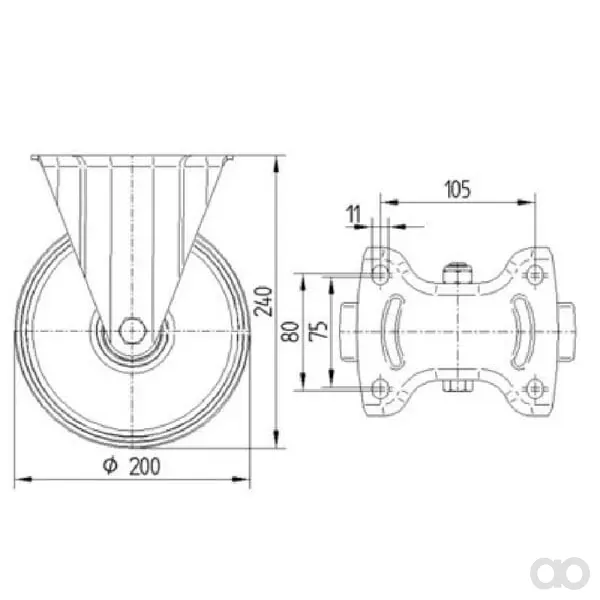 Tente - 3478DPR200P63 - Feststellrolle 200mm