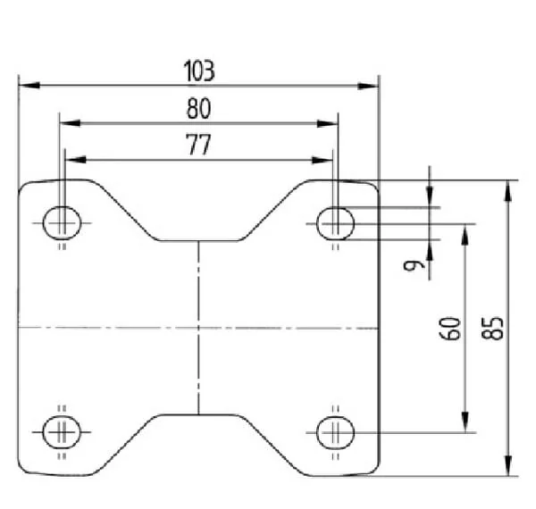 Tente - 3478DVJ125P62 - Festrollen mit schwarzem Gummireifen