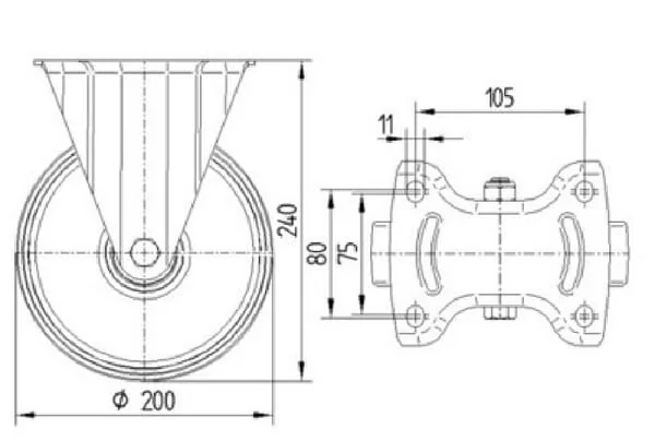 Tente - 3478PIR200P63 - Festrollen mit grauem Gummireifen
