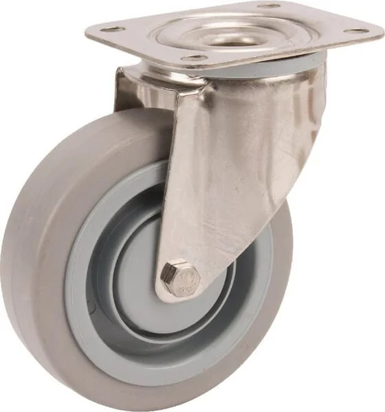 Tente - 8470UFC125P62 - Edelstahl-Lenkrollen mit elastischer grauer Gummi-Laufrolle
