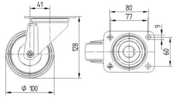 Tente - 8470UOO100P62 - Edelstahl-Lenkrollen mit Kunststofflaufflaeche