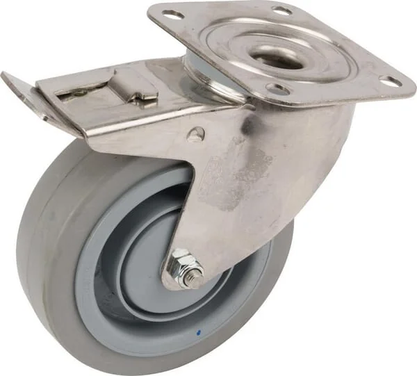 Tente - 8477UFC125P62 - Edelstahl-Lenkrollen mit elastischer grauer Gummi-Laufrolle