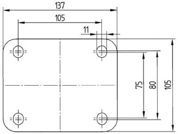 Tente - 8477UOO200P63 - Edelstahl-Lenkrollen mit Kunststofflaufflaeche