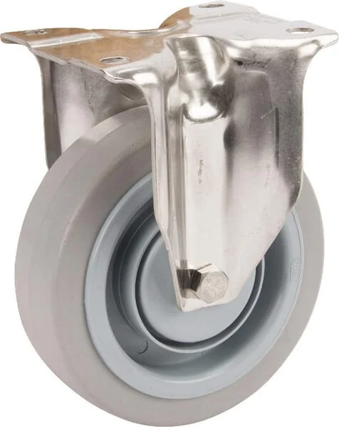 Tente - 8478UFC100P62 - Edelstahl-Festrolle mit elastischer grauer Gummi-Laufrolle