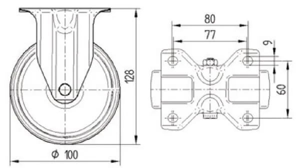 Tente - 8478UOO100P62 - Edelstahl-Lenkrollen mit Kunststofflaufflaeche