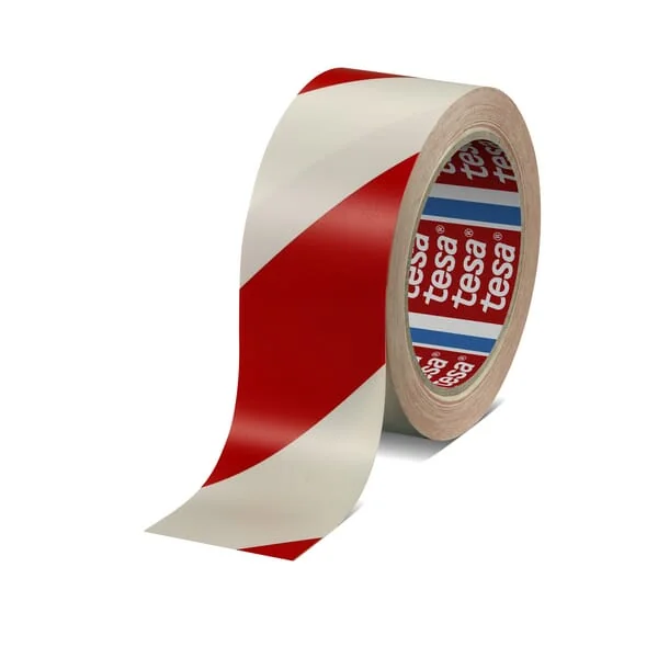 TESA - T607600008815 - Band, Warnhinweis, Bodenmarkierung, Rot/Weiss, 33m x 50mm TESA