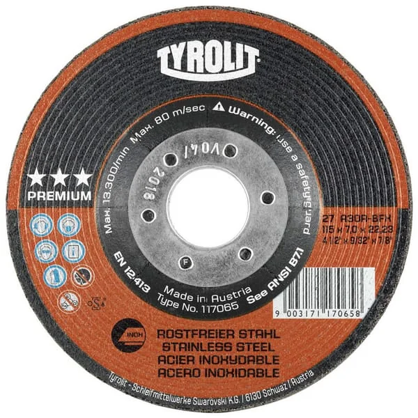 Tyrolit - 117070 - Schleifscheibe Premium SS 125x7