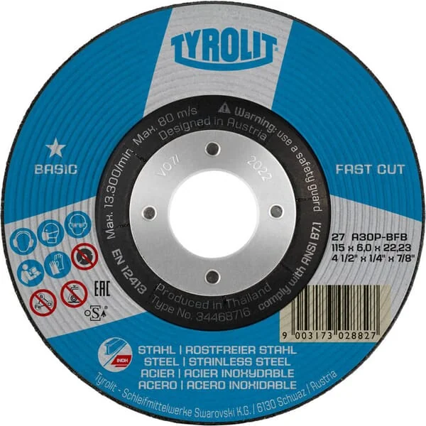 Tyrolit - 34468771 - Schleifscheibe Basic Stahl-Edelstahl 230x6mm
