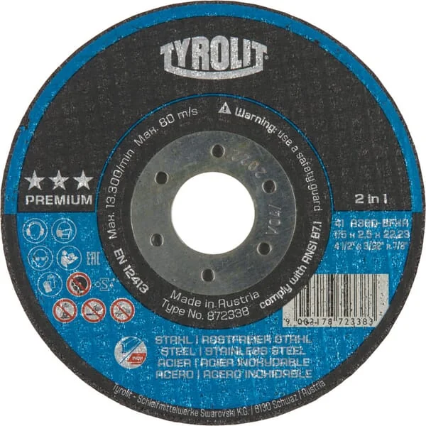 Tyrolit - 872338 - Trennscheibe Premium St-SS 115x2,5