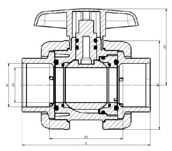 VdL - KS090090PVC - PVC-Sperrventil Typ: DIL 90x90