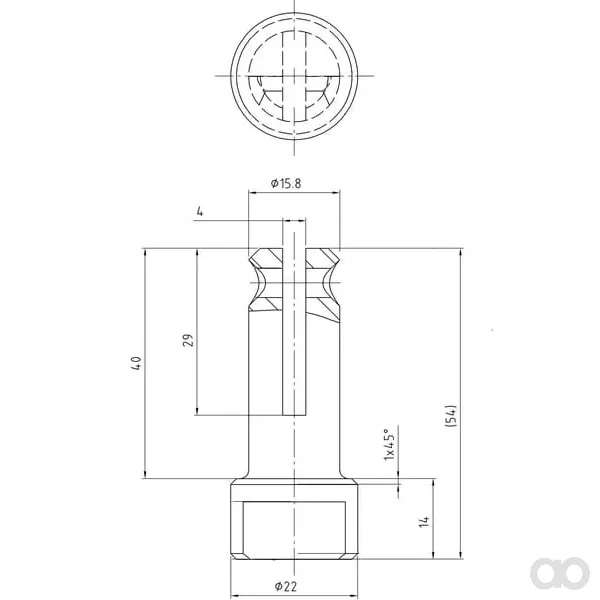 Vetter - AR1A - Verriegelungsvorrichtungssatz Für ISO 1+2 Alte Ausführung, Bis 2008, L=54mm Diameter 15,8/22mm