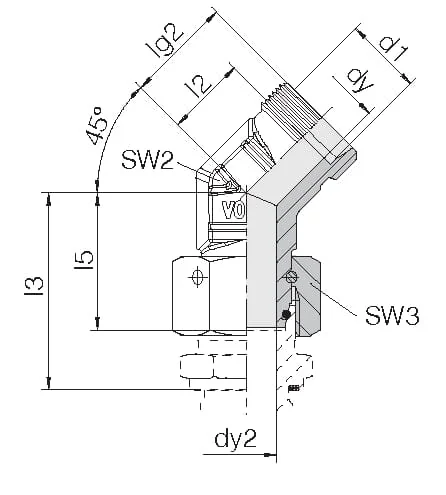 Voss - EVSD10S - 45° Schneidringverbindung 10S