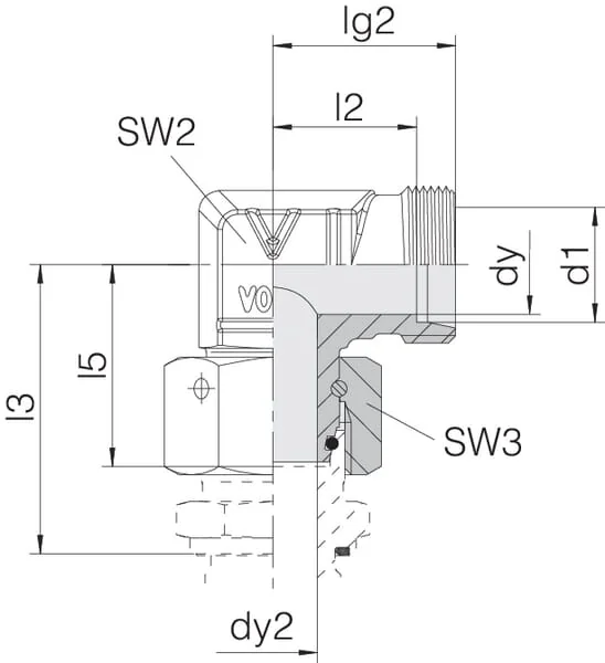 Voss - EWSD42L - Kniegelenk Drehbar 90° M52x2,0 42L