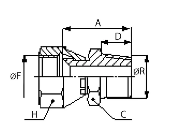 Voss - FMUBTV1206 - Reduzieradapter Mit Sechskant 3/4 JIC x 3/8 BSPT