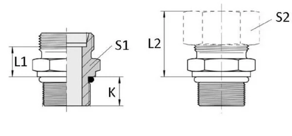 Voss - GES28L158UNF - Adapter 28L 1 5/8 UNF