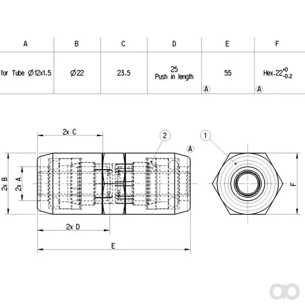 Wabco - 8938030390 - Steckkupplung 12x1,5mm