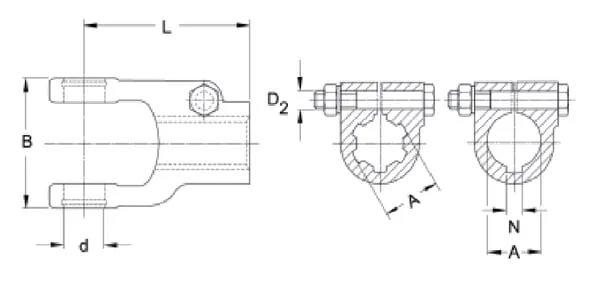 Walterscheid - 101002HE - Gabel + Spannbolzen Diameter30 Schluessel 8