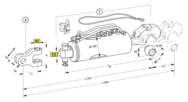 Walterscheid - 205132 - Hydraulischer Oberlenker (Kat-4)