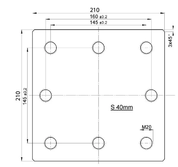 Walterscheid - 8004473 - Aufschweiß-Montageplatte 145x145 / 160mm 8x M20