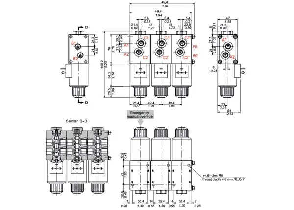 Walvoil - DFE080001 - 6/2-Ventil 12VDC 1/4