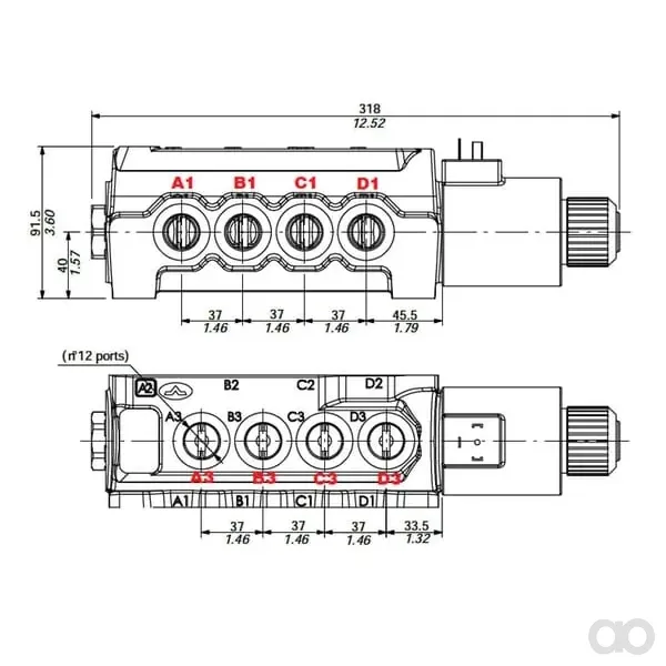 Walvoil - DFE110001 - Ventil DFE110 12/2, 12 VDC 1/2