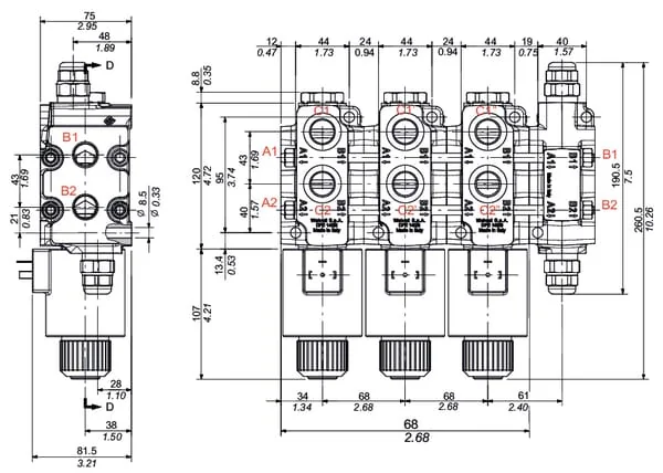 Walvoil - DFE1406001 - Ventil 6/2 DFE140/6 12 VDC 1