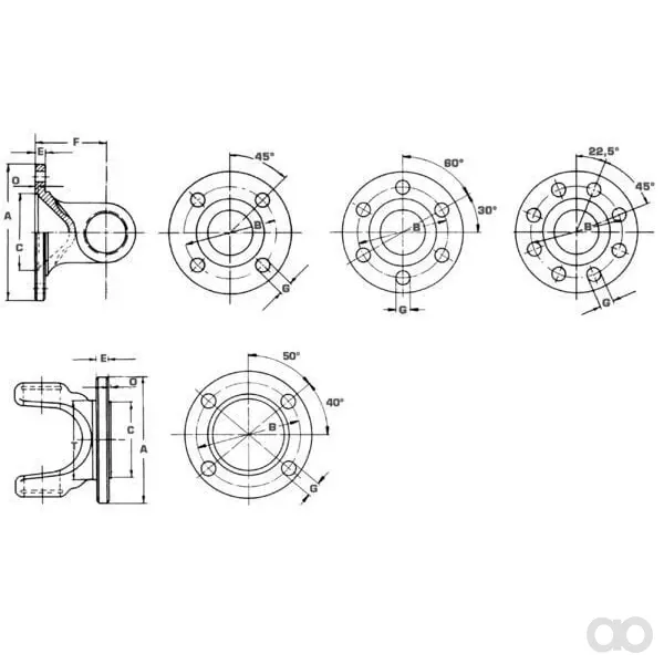 Welte - EDS151201209 - Gabel, Flansch, 72 mm, 120 Elbe