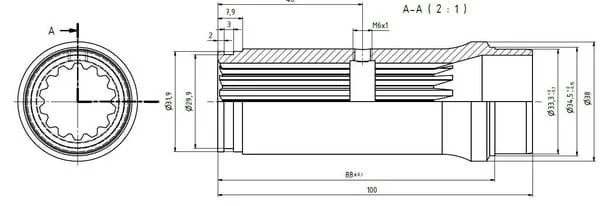 Welte - EDS230650251 - Schiebbuchse Mit Schweisszapfen 33,2
