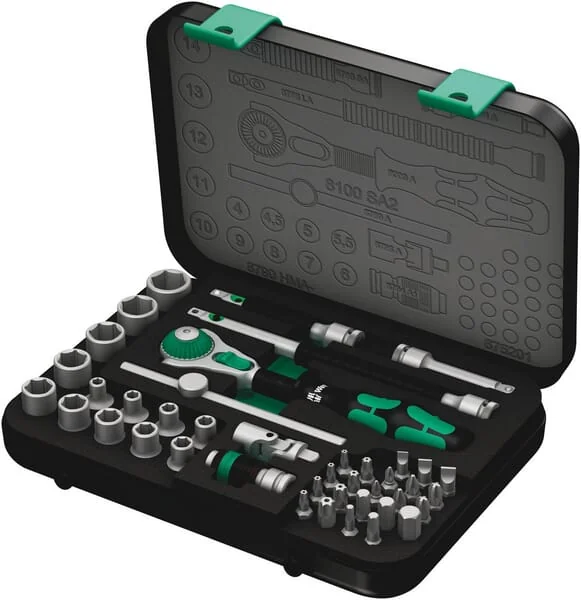 Wera - DP8100SA2 - Steckschluesselsaetze 1/4 Zoll 15-Tlg.