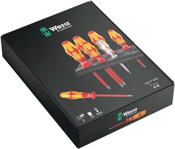 Wera - SC160I7 - Schraubendreher-Set Kraftform Plus Serie 100 im Gestell mit Spannungsprüfer
