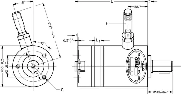 White - OMM20151G5042 - Orbitmotor, Welle Diameter 16 Sensor Hinten
