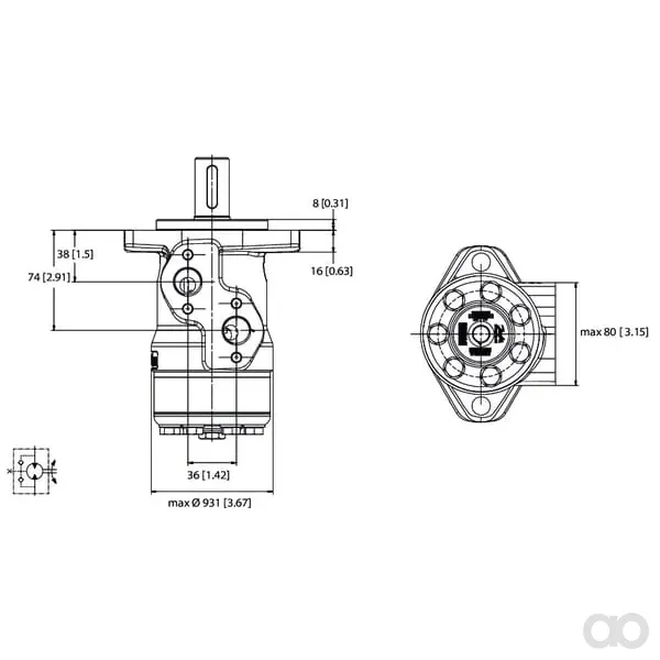 White - OMPX8011186723 - Orbitmotor Welle Durchmesser 25 Bla