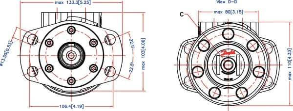 White - OMR3151516017 - Orbitmotor, Welle Durchmesser 25.4-L, Entwässerung