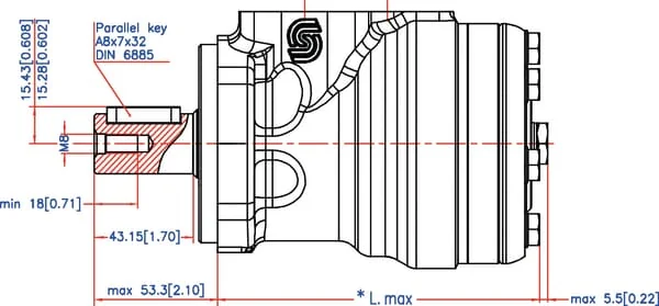 White - OMR3151516017 - Orbitmotor, Welle Durchmesser 25.4-L, Entwässerung