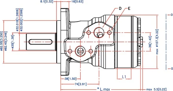 White - OMR501510248 - Orbitmotor, Welle Durchmesser 32.2H, Entwässerung