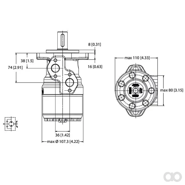 White - OMRX31511185545 - Orbitmotor, Welle Durchmesser 1 Zoll A2
