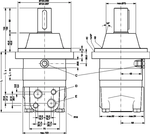 White - OMSW80151F0521 - Radmotor, Welle Diameter 32 Parallel