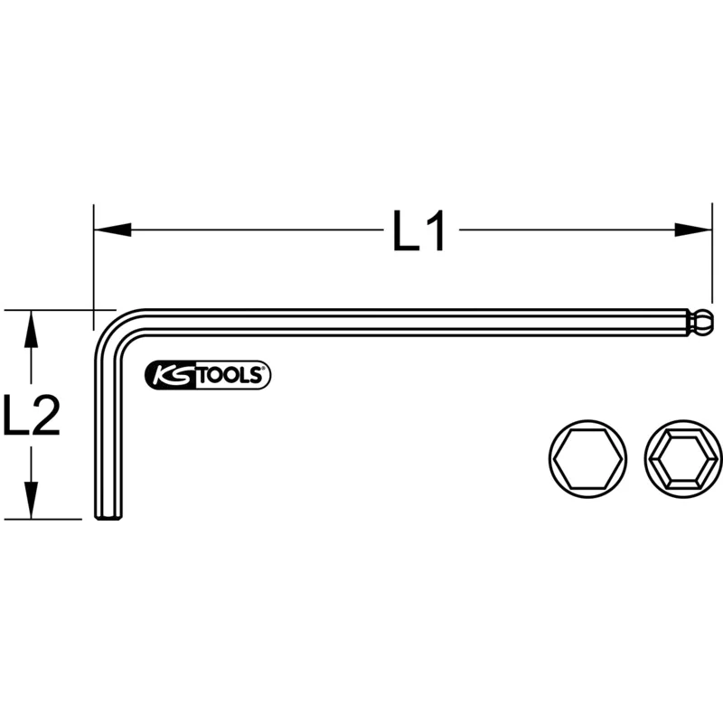 KS Tools - 96405015 - EDELSTAHL Innensechskantschlüssel mit Kugelkopf, XL, 1.5mm