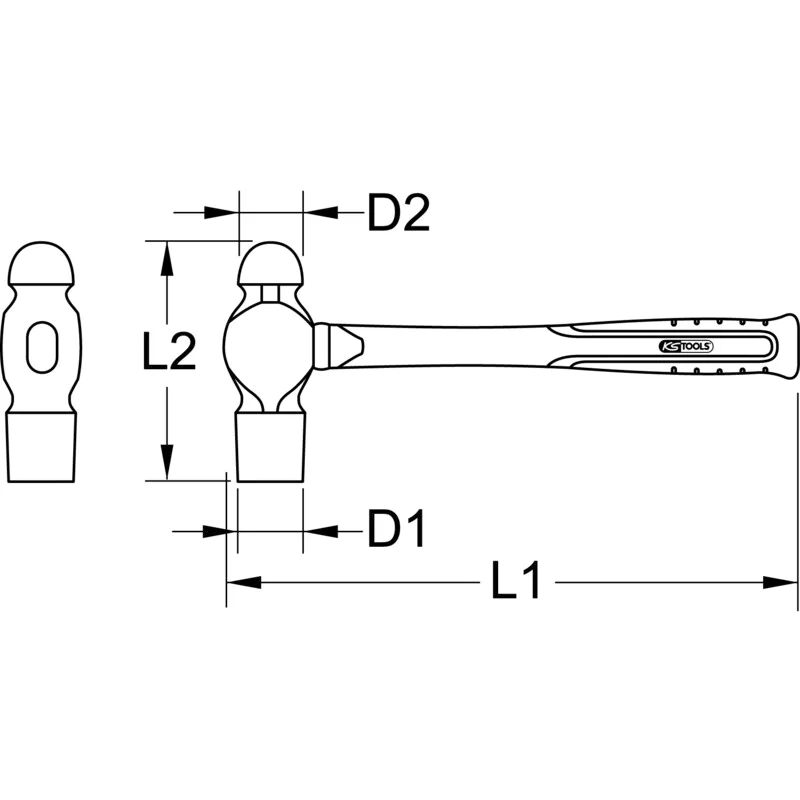 KS Tools - 9642103 - EDELSTAHL-Fäustel, Fiberglasstiel