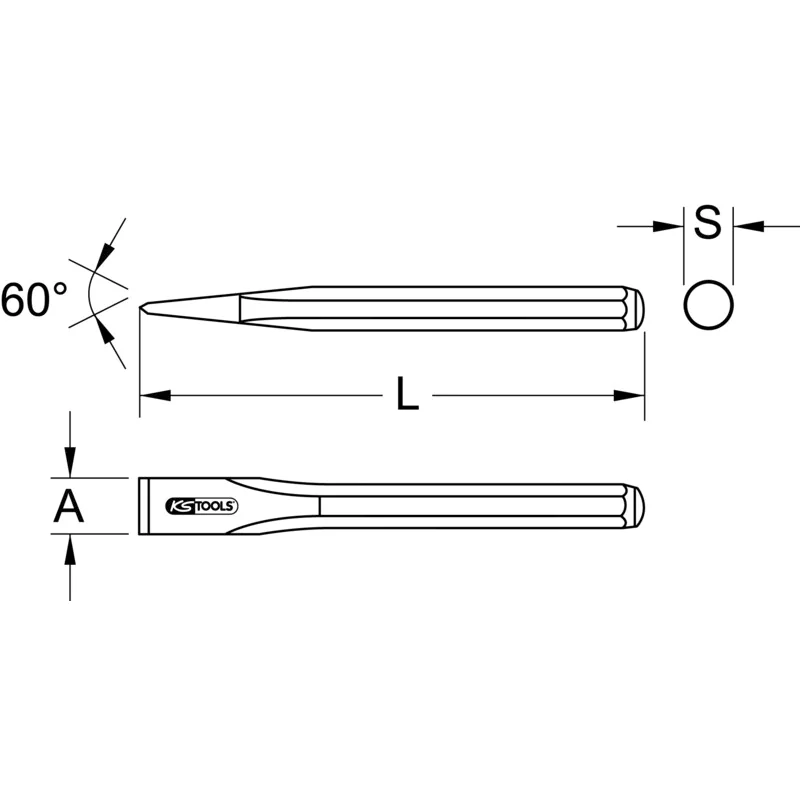 KS Tools - 9643105 - EDELSTAHL-Flachmeißel, Oval, 300mm