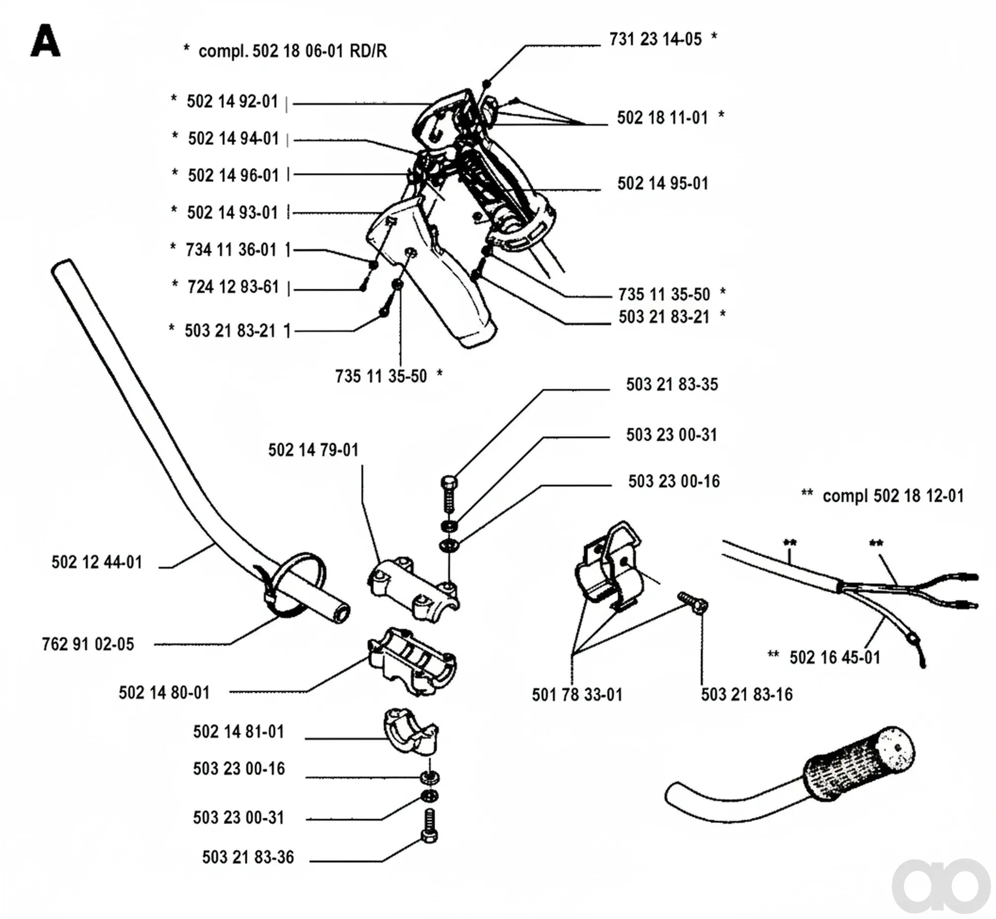 Husqvarna - 502180601 - THROTTLE HANDLE Baugruppe (RD/R)