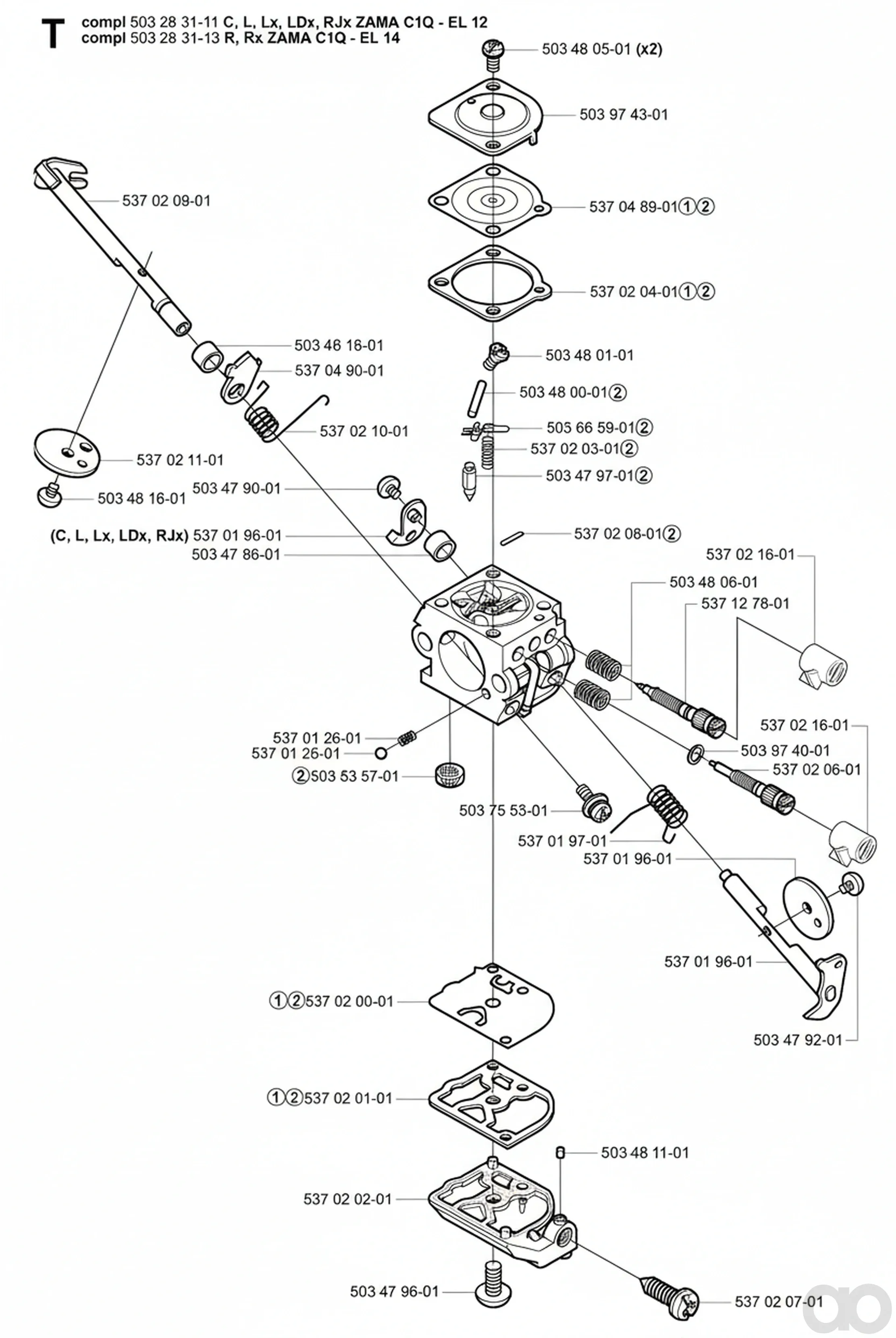 Husqvarna - 503283113 - Vergaser (R, RX ZAMA C1Q - EL 14)